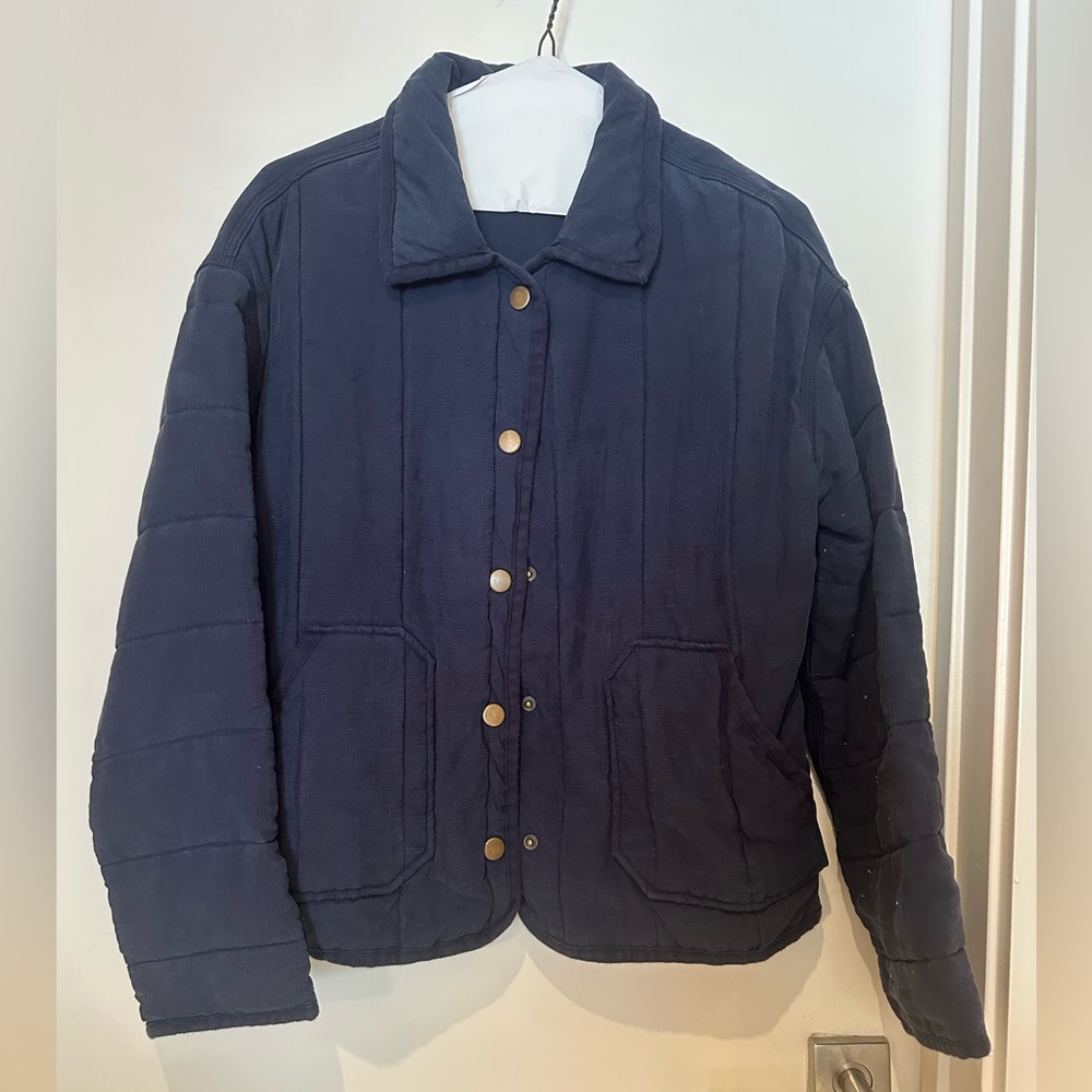 Marine Layer Aria Navy Quilted Button Front Jacket Size M